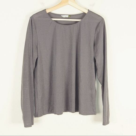 Chalet Et Ceci Andrea Long Sleeve Basic Great Top Gray Green Womens Sz M - Picture 1 of 8
